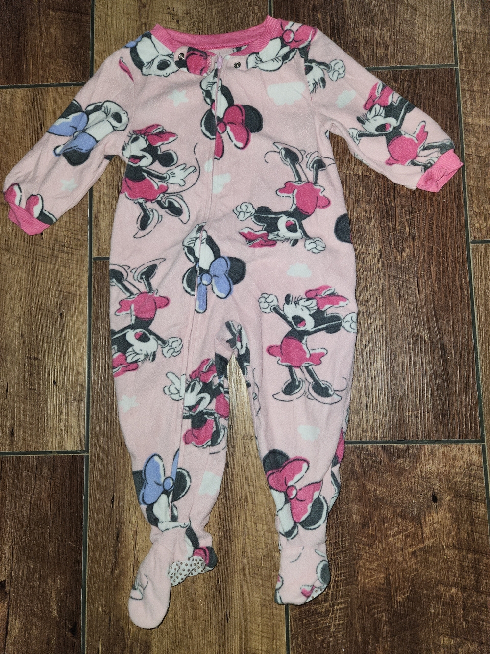 Disney Pink Minnie Mouse Fleece Footed One-Piece
